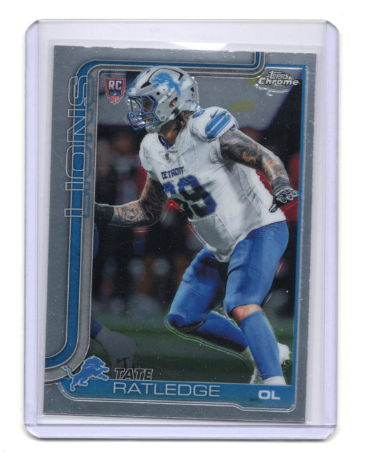 2025 Topps Chrome Tate Ratledge Card RC Detroit Lions #383