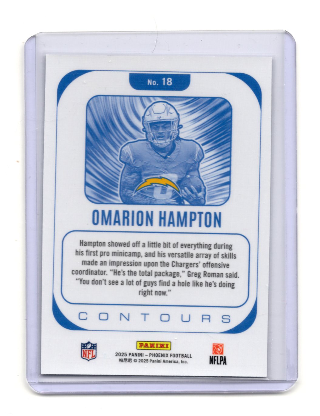 2025 Panini Phoenix Omarion Hampton Card Contours Los Angeles Chargers #18