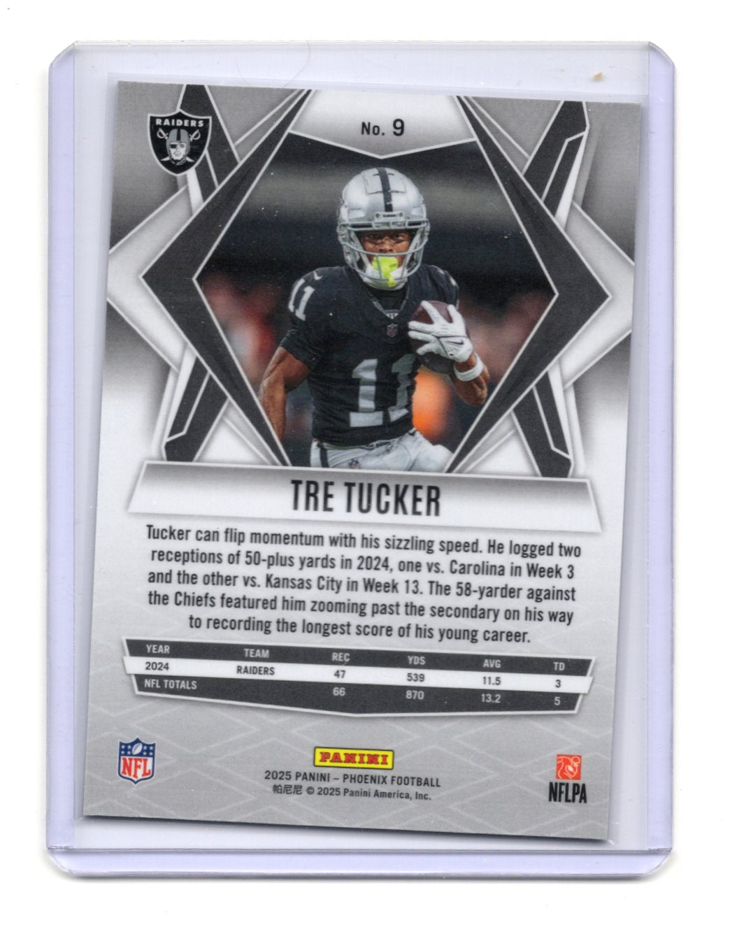 2025 Panini Phoenix Tre Tucker Card Silver Prizm Las Vegas Raiders #9