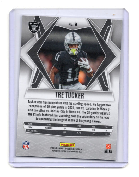 2025 Panini Phoenix Tre Tucker Card Silver Prizm Las Vegas Raiders #9