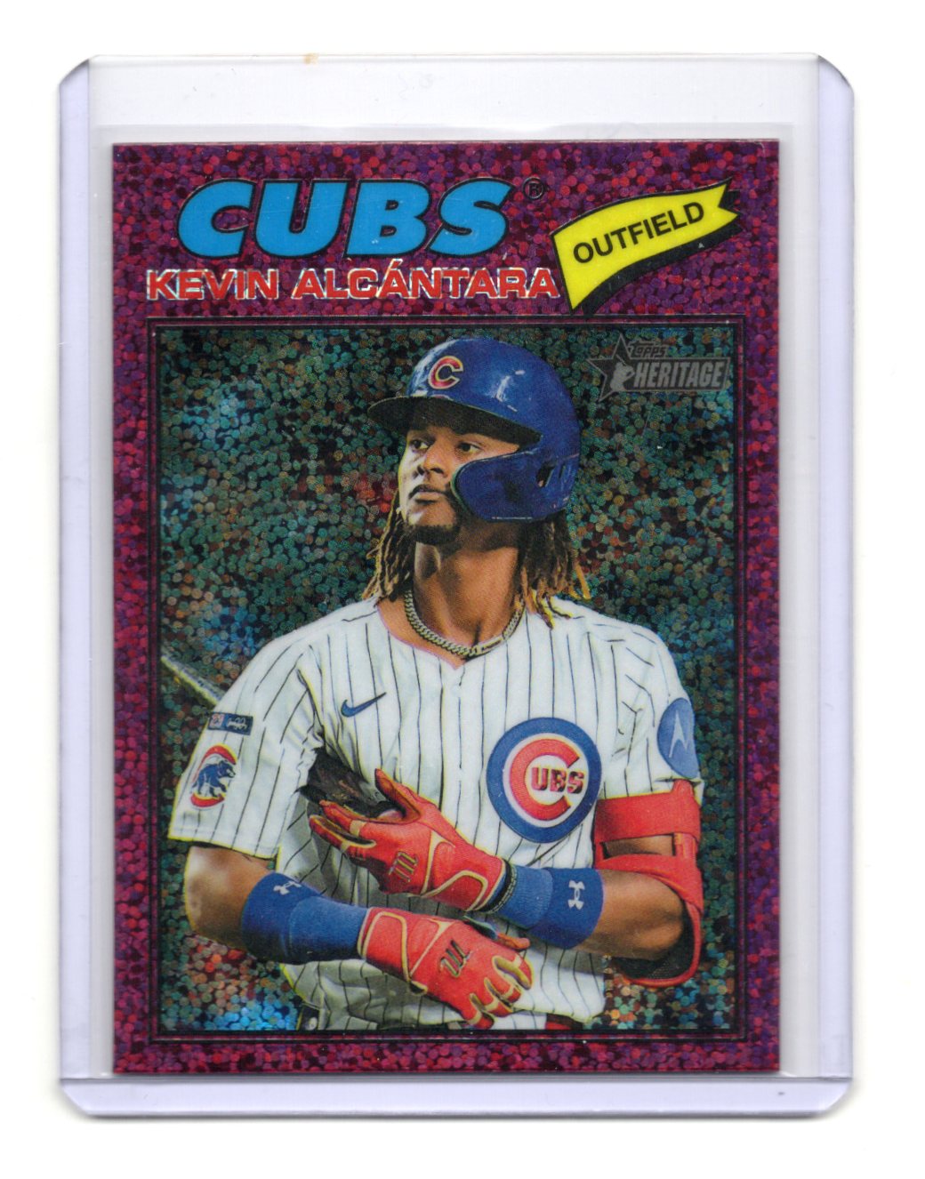 2026 Topps Heritage Kevin Alcántara Card Chrome Pink Sparkle Refractors Cubs