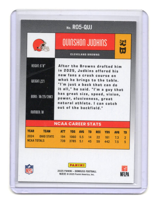 2025 Donruss Quinshon Judkins Card Retro 2005 Cleveland Browns #R05-QUJ