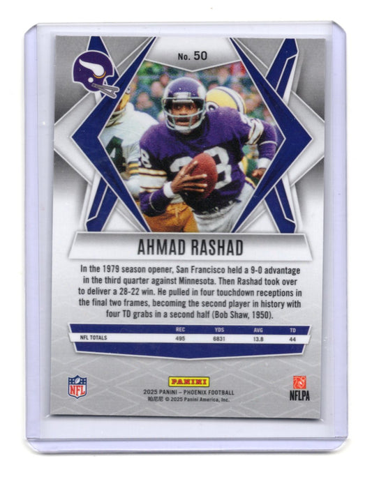 2025 Panini Phoenix Ahmad Rashad Card Silver Prizm Minnesota Vikings #50