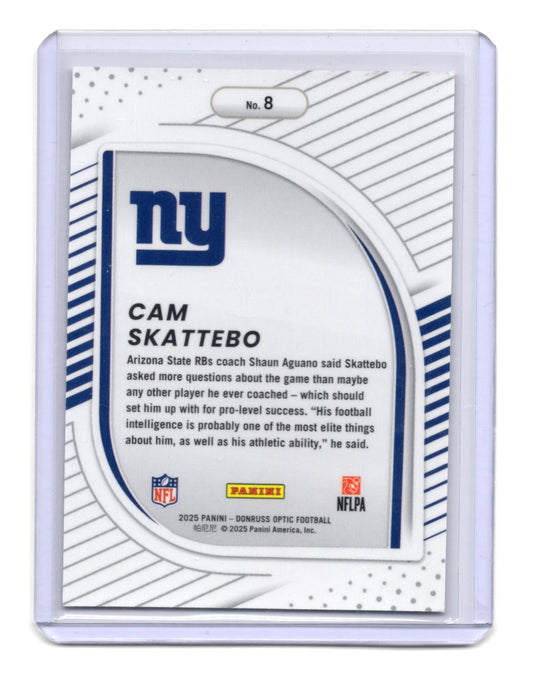2025 Donruss Optic Cam Skattebo Card Hidden Potential New York Giants #8