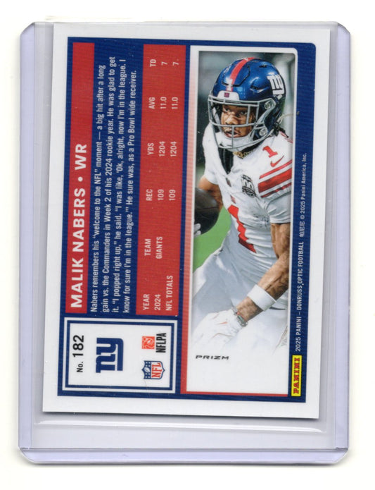 2025 Donruss Malik Nabers Card New York Giants #273 Silver prizm