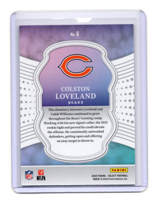 2025 Panini Select Colston Loveland Card Select Certified Rookies  Bears