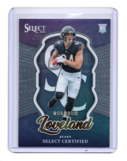 2025 Panini Select Colston Loveland Card Select Certified Rookies  Bears