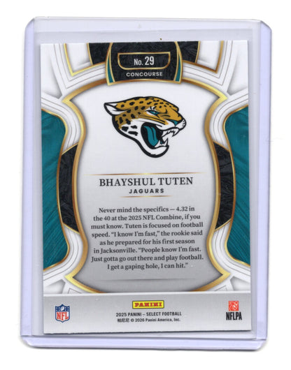 2025 Panini Select Bhayshul Tuten Card RC Jacksonville Jaguars #29