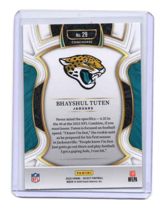 2025 Panini Select Bhayshul Tuten Card RC Jacksonville Jaguars #29