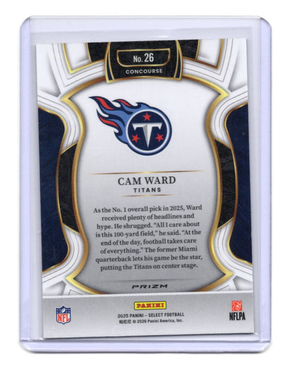 2025 Panini Select Cam Ward Card Green and Yellow Prizm Shock RC Titans