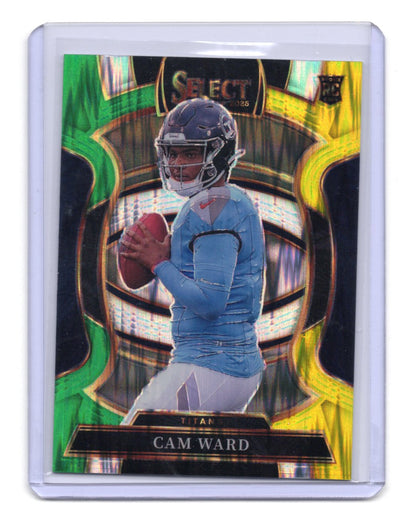 2025 Panini Select Cam Ward Card Green and Yellow Prizm Shock RC Titans