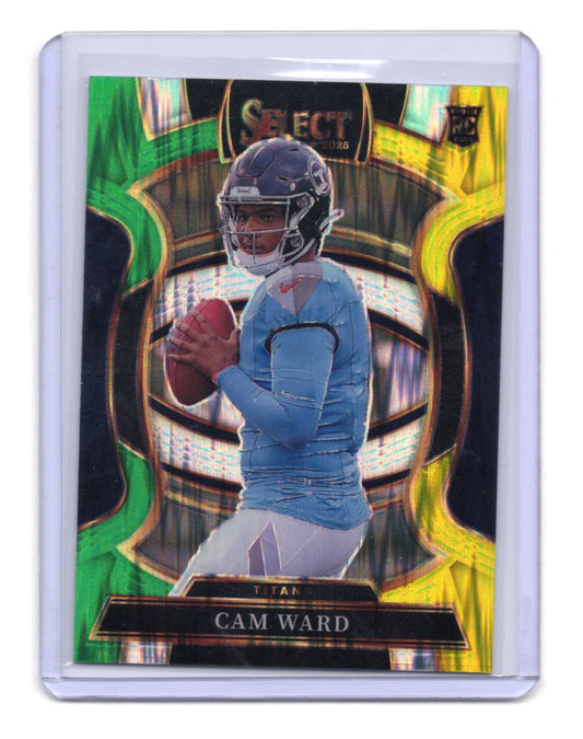 2025 Panini Select Cam Ward Card Green and Yellow Prizm Shock RC Titans