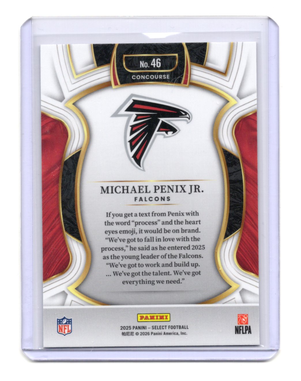 2025 Panini Select Michael Penix Jr. Card Atlanta Falcons #46