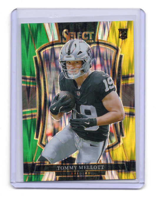 2025 Panini Select Tommy Mellott Card Green and Yellow Prizm Shock  Raiders
