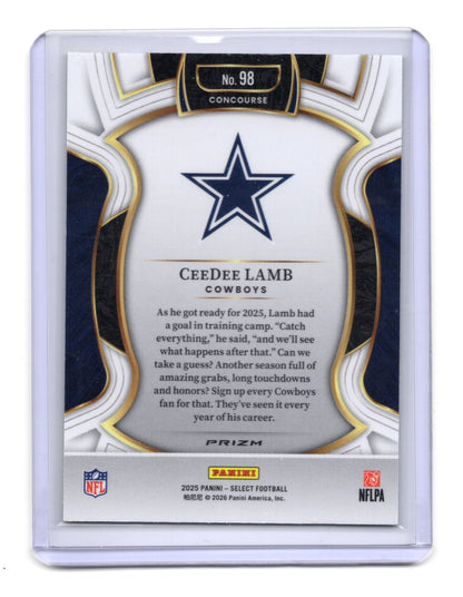 2025 Panini Select CeeDee Lamb Card Green and Yellow Prizm Shock Dallas