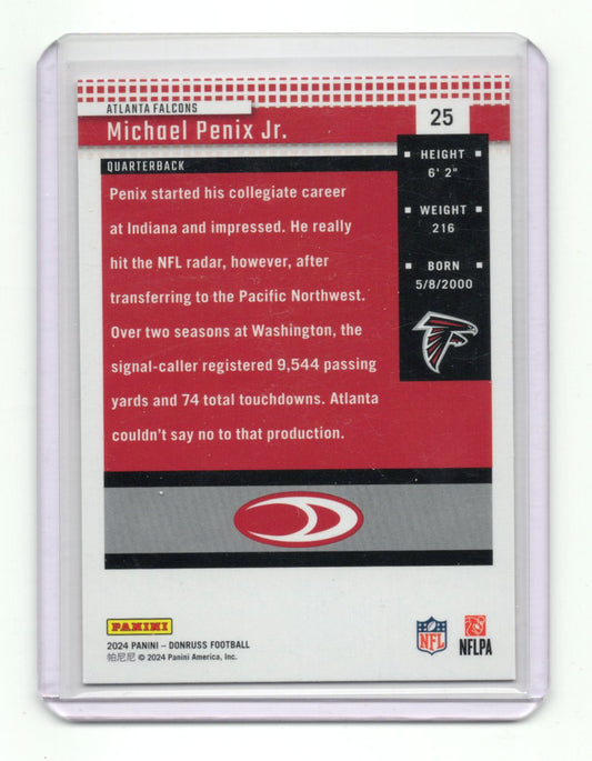 2024 Donruss Michael Penix Jr. Card Retro 2004 Atlanta Falcons #25