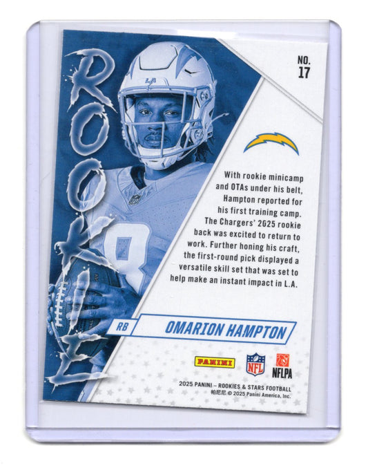 2025 Panini Rookies & Stars Omarion Hampton Card Rookie Exclusive  Chargers #17