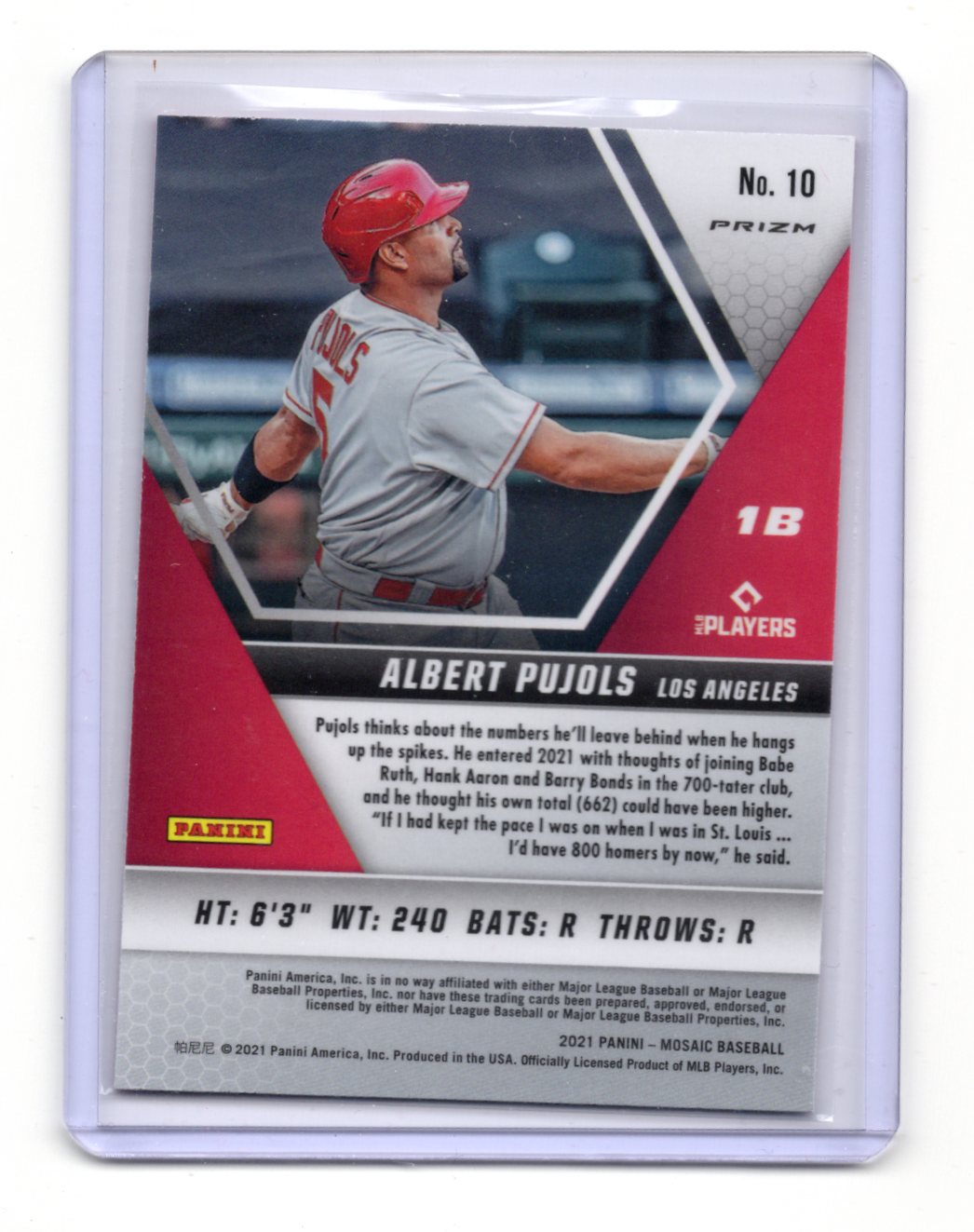 2021 Panini Mosaic Albert Pujols Card Pink Camo Los Angeles Angels #10