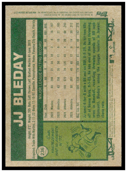 2026 Topps Heritage JJ Bleday Card Athletics #236