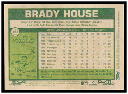 2026 Topps Heritage Brady House Card RC Washington Nationals #153