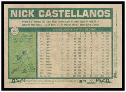 2026 Topps Heritage Nick Castellanos Card Philadelphia Phillies #363