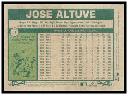 2026 Topps Heritage Jose Altuve Card Houston Astros #11