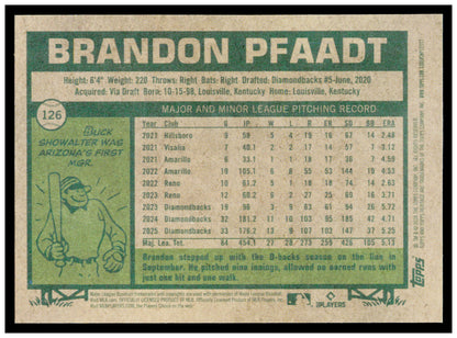 2026 Topps Heritage Brandon Pfaadt Card Arizona Diamondbacks #126