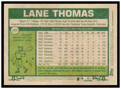 2026 Topps Heritage Lane Thomas Card Cleveland Guardians #285