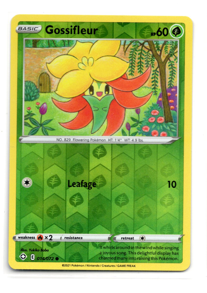 Pokemon Shining Fates Gossifleur Card Common,Reverse Holo #014/072