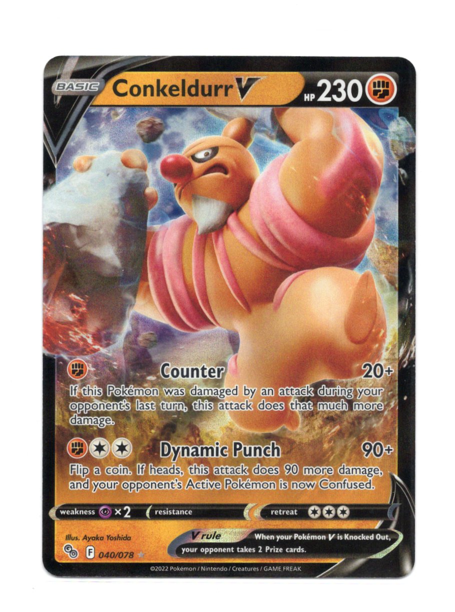 Pokemon GO Conkeldurr V Card Ultra Rare,Holo #040/078