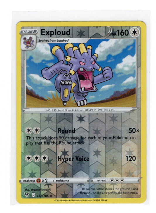 Pokemon Vivid Voltage Exploud Card Rare Reverse Holo #137/185