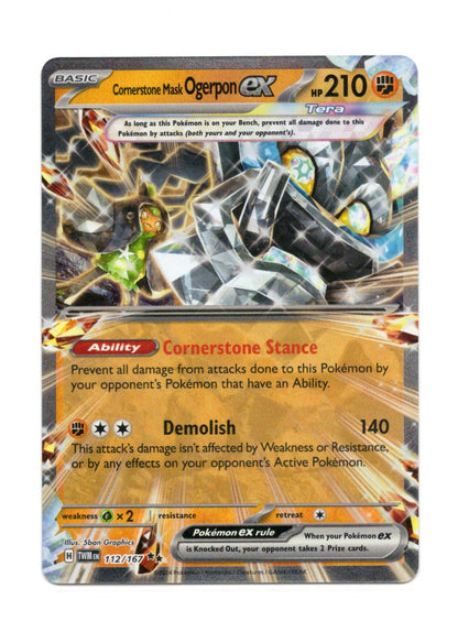 Pokemon Twilight Masquerade Cornerstone Mask Ogerpon ex Card Holo #112/167