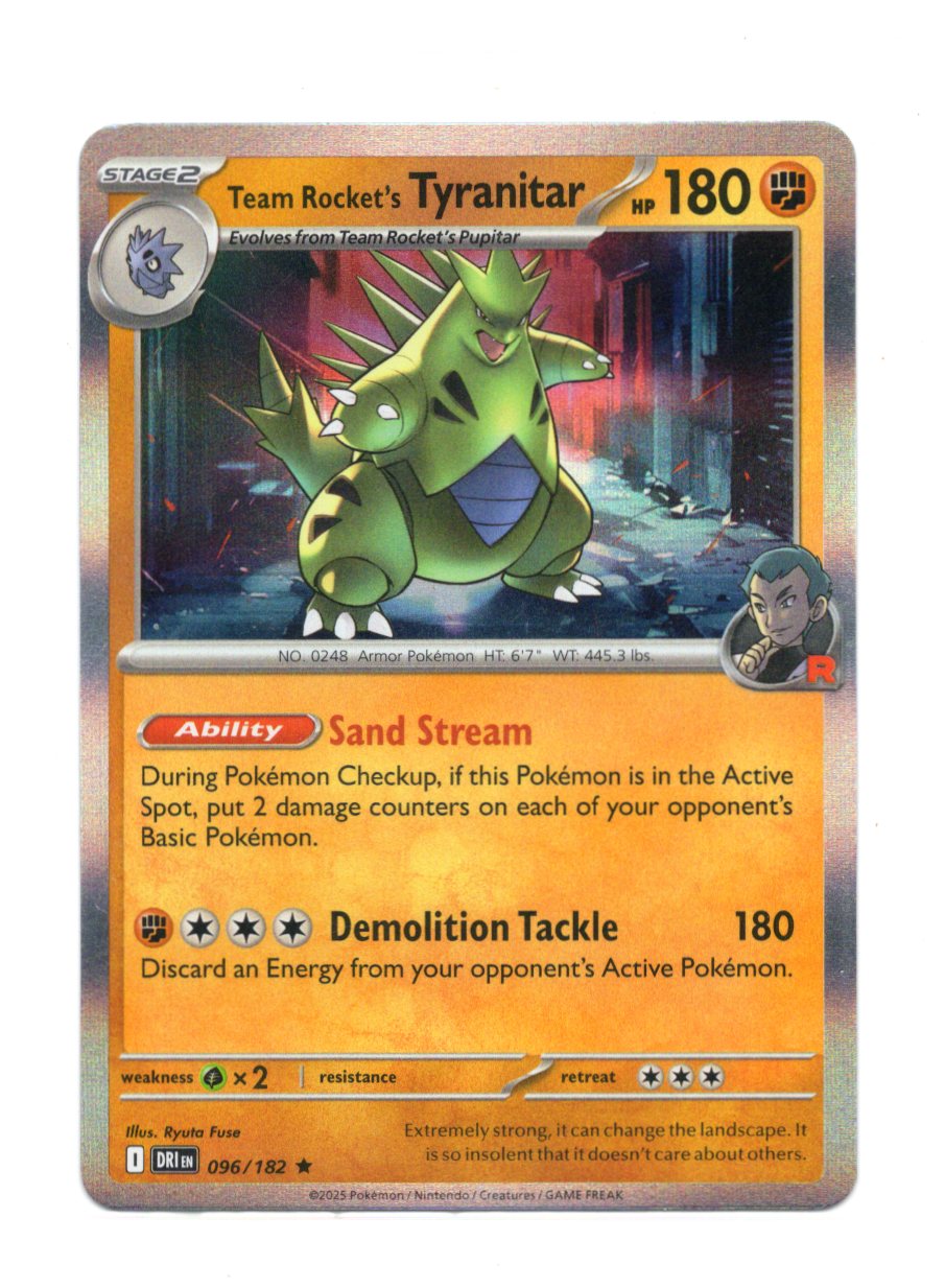Pokemon Destined Rivals #096/182 Team Rocket's Tyranitar