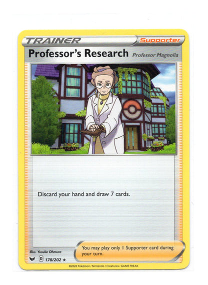 Pokemon Sword & Shield Base Set Professor's Research Card  Rare #178/202
