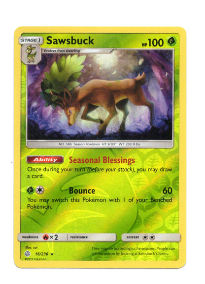 Pokemon Cosmic Eclipse Sawsbuck Card Holo Rare,Holo #16/236