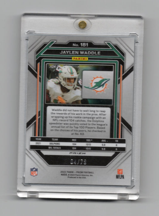 2022 Panini Prizm Jaylen Waddle Blue Disco Prizm /75 Dolphins #181 in One Touch