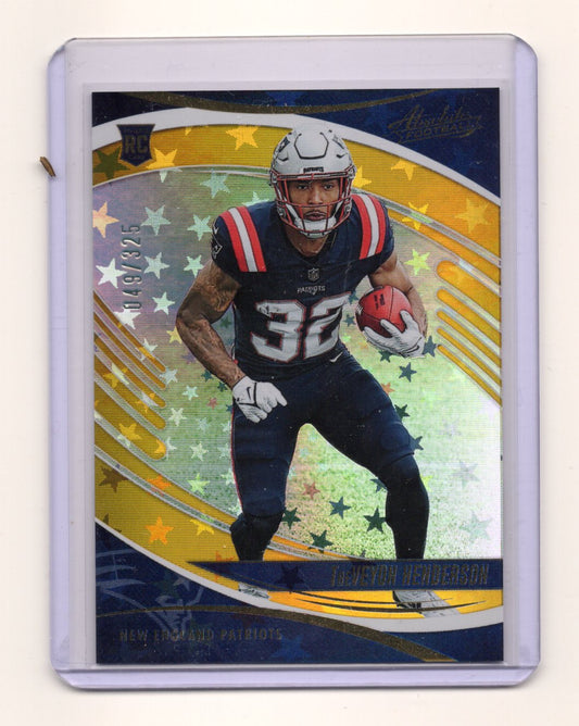 2025 Panini Absolute TreVeyon Henderson Card Gold Stars SN,RC Patriots #/325