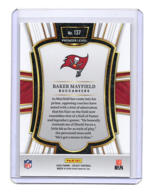 2025 Panini Select Baker Mayfield Card Tampa Bay Buccaneers #137