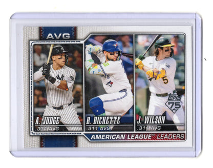 2025 Topps Series 1 Aaron Judge Bo Bichette Jacob Wilson AL Leaders #204 Yankees