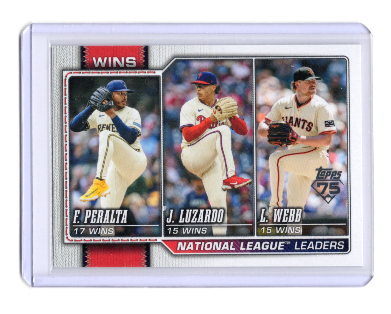 2025 Topps Series 1 Freddy Peralta Jesus Luzardo Logan Webb NL Wins Leaders #117
