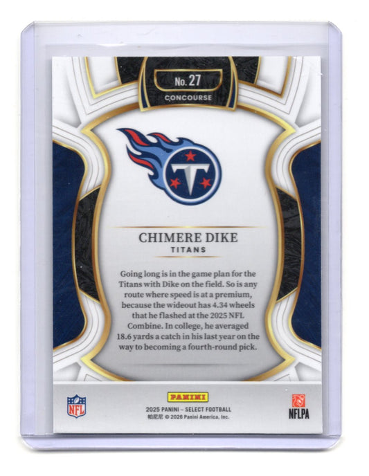 2025 Panini Select Chimere Dike Card Tennessee Titans #27