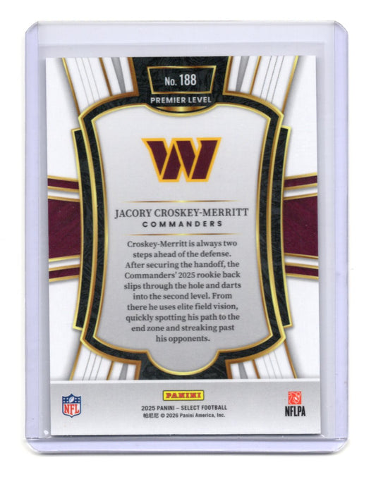 2025 Panini Select Jacory Croskey-Merritt Card Washington Commanders #188