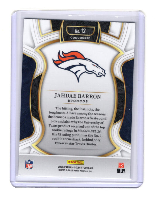 2025 Panini Select Jahdae Barron Card RC Denver Broncos #12