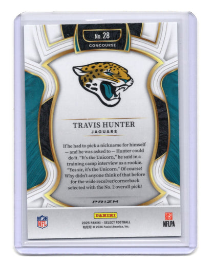 2025 Panini Select Travis Hunter Card Silver Prizm RC Jacksonville Jaguars #28