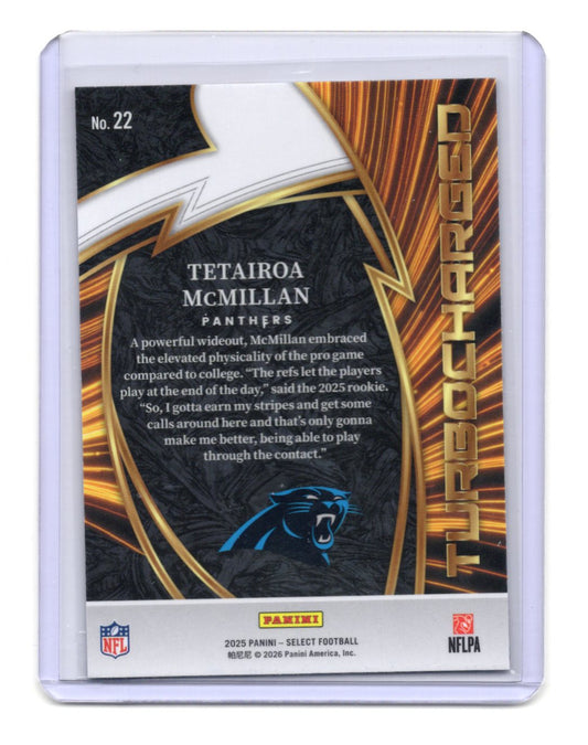 2025 Panini Select Tetairoa McMillan Card Turbocharged Carolina Panthers #22