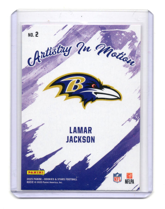 2025 Panini Rookies & Stars Lamar Jackson Card Artistry in Motion  Ravens #2