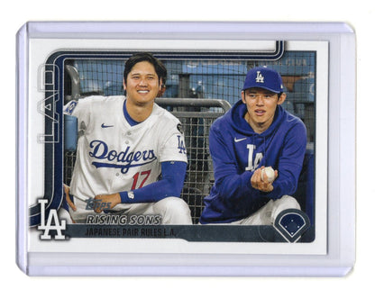 2025 Topps Update Rising Sons (Shohei Ohtani / Roki Sasaki) Card Dodgers #US269
