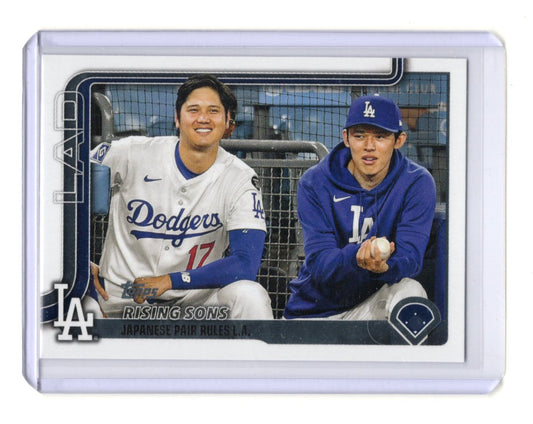 2025 Topps Update Rising Sons (Shohei Ohtani / Roki Sasaki) Card Dodgers #US269