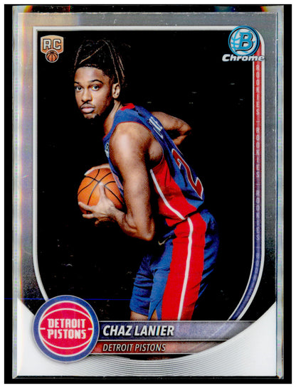 2025-26 Bowman Chaz Lanier Card Chrome Rookie Red RC Logo Detroit Pistons