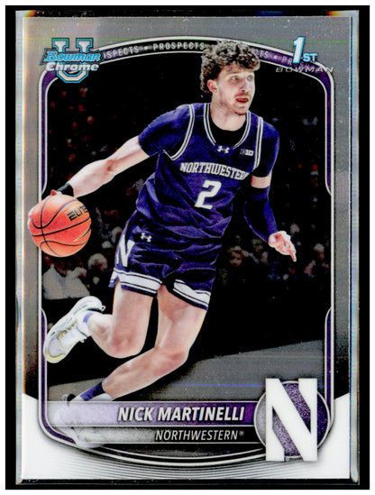 2025-26 Bowman Nick Martinelli Card Chrome Prospects Northwestern Wildcats